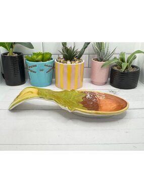 Pineapple-Shaped Cracker Barrel Stoneware Spoon Rest